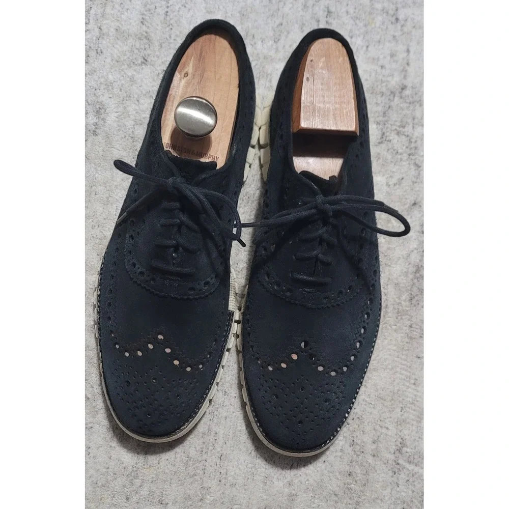 Cole Haan Men's Black Zerogrand Suede Oxford Wingtip Shoes Size 10.5 M C12981‎